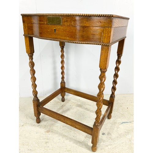 395 - PART  WALKER & HALL CANTEEN OF CUTLERY ON OAK STAND WITH BARLEY TWIST LEGS