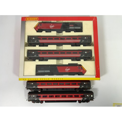 480 - HORNBY R2114 125 HST VIRGIN TRAINS TRAIN PACK, POWER CAR, DUMMY & 2 MK 3 COACHES, PLUS 2 U/B MK 2 HS... 