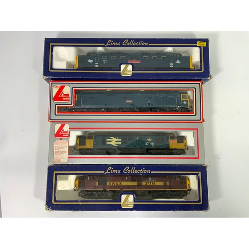 475 - LIMA DIESEL LOCOMOTIVES, 55010 BOXED, 37114 BOXED, WEATHERED & WITH SOME DETAILING, 37116 REPAINT, M... 