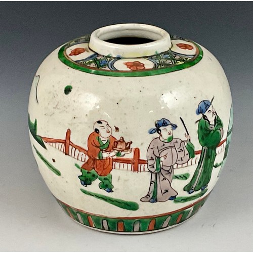 62 - ORIENTAL GINGER JAR, APPROX. 11.5 cm