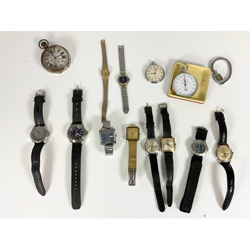 MISC. VINTAGE AND OTHER WATCHES, OPEN FACE POCKET WATCHES AND A STOP ...