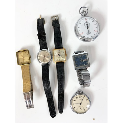 MISC. VINTAGE AND OTHER WATCHES, OPEN FACE POCKET WATCHES AND A STOP ...