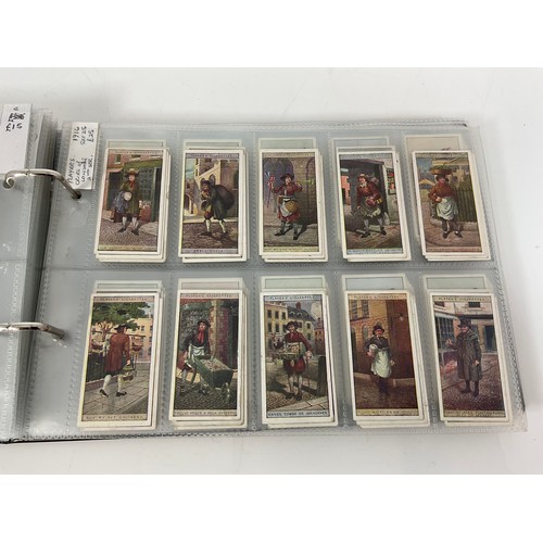 121 - A CIGARETTE CARD ALBUM CONTAINING 25 SETS OF ORIGINAL CARDS, MOSTLY G/VG, CATALOGUE £510+