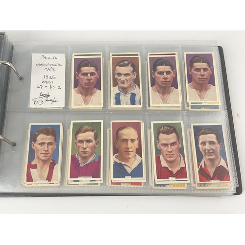 123 - CIGARETTE CARD ALBUM AND CONTENTS, FOOTBALLERS, 7 SETS OF 50, 1 OF 25 PLUS 200+ ODDS, CATALOGUE £900... 