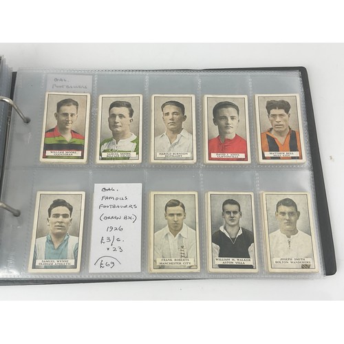 123 - CIGARETTE CARD ALBUM AND CONTENTS, FOOTBALLERS, 7 SETS OF 50, 1 OF 25 PLUS 200+ ODDS, CATALOGUE £900... 