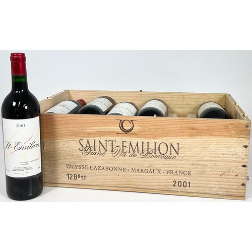 98 - ONE CASE – 12 BOTTLES ST SAINT MEILION ULYSSE CAZABONNE MARGAUX 2001