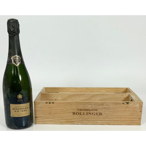 1 - ONE BOTTLE BOLLINGER RD 1988 CHAMPAGNE IN WOODEN PRESENTATION BOX