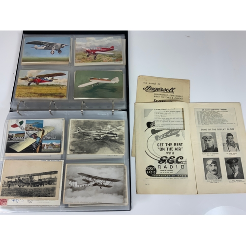 141 - POSTCARDS, A BLUE SLIP IN POSTCARD ALBUM OF AIRCRAFT POSTCARDS & OTHER AVIATION INTEREST, COLOUR & B... 