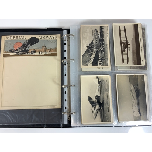 141 - POSTCARDS, A BLUE SLIP IN POSTCARD ALBUM OF AIRCRAFT POSTCARDS & OTHER AVIATION INTEREST, COLOUR & B... 