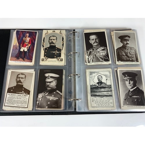 140 - POSTCARD ALBUM OF WW1 ERA PERSONALITIES & PORTRAITS, APPROX 150+ CARDS