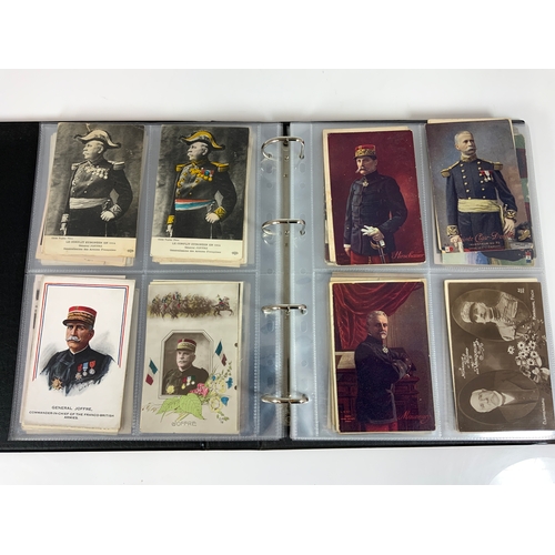 140 - POSTCARD ALBUM OF WW1 ERA PERSONALITIES & PORTRAITS, APPROX 150+ CARDS