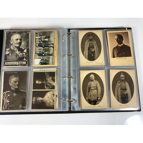 140 - POSTCARD ALBUM OF WW1 ERA PERSONALITIES & PORTRAITS, APPROX 150+ CARDS