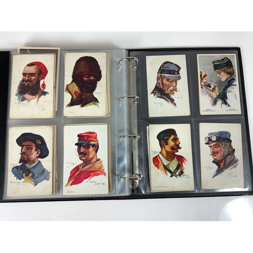 140 - POSTCARD ALBUM OF WW1 ERA PERSONALITIES & PORTRAITS, APPROX 150+ CARDS