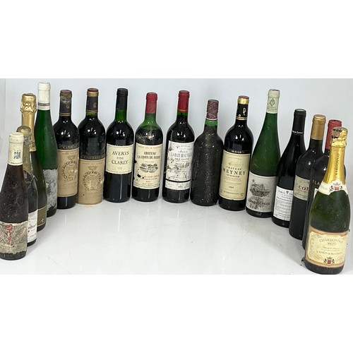 61 - LUCKY DIP - BOX CONTAINING QUANTITY OF WINES – VERY DIRTY LABELS – YOU DRINK AT YOUR OWN RISK!