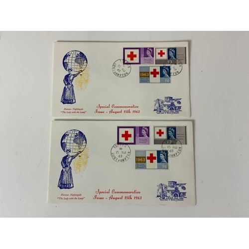 216 - STAMPS- 1963 RED CROSS PHOSPHOR AND ORDINARY FIRST DAY COVERS