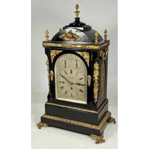 119 - AN IMPRESSIVE LATE 19TH CENTURY BENSON OF LONDON BRACKET CLOCK WITH GILT METAL MOUNTS, EBONISED CASE... 