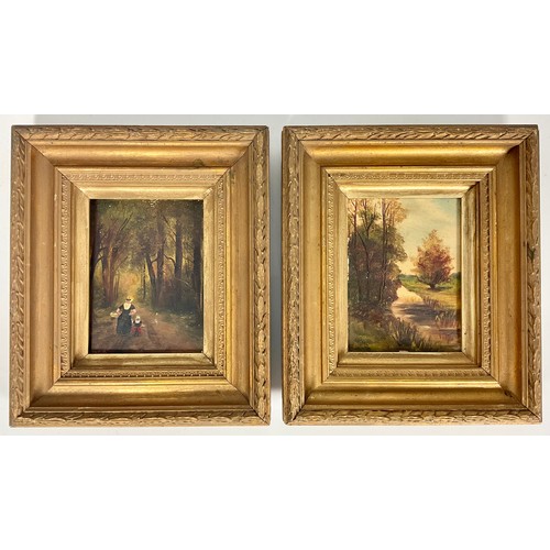 9 - PR. 19TH CENTURY FRAMED OILS ON BOARD, EACH APPROX. 11 X 15 cm