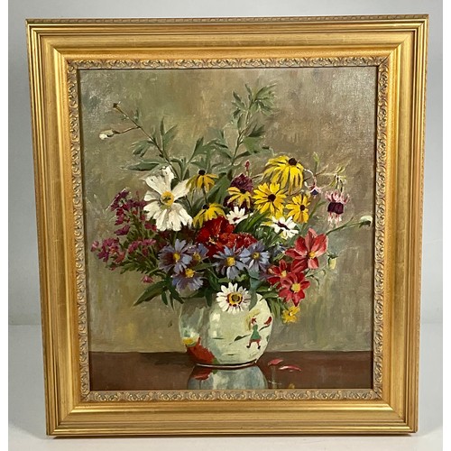 11 - KENNETH BROOKE OIL ON PANEL STILL LIFE FLOWERS AND ONE OTHER, APPROX. 30 X 40 cm