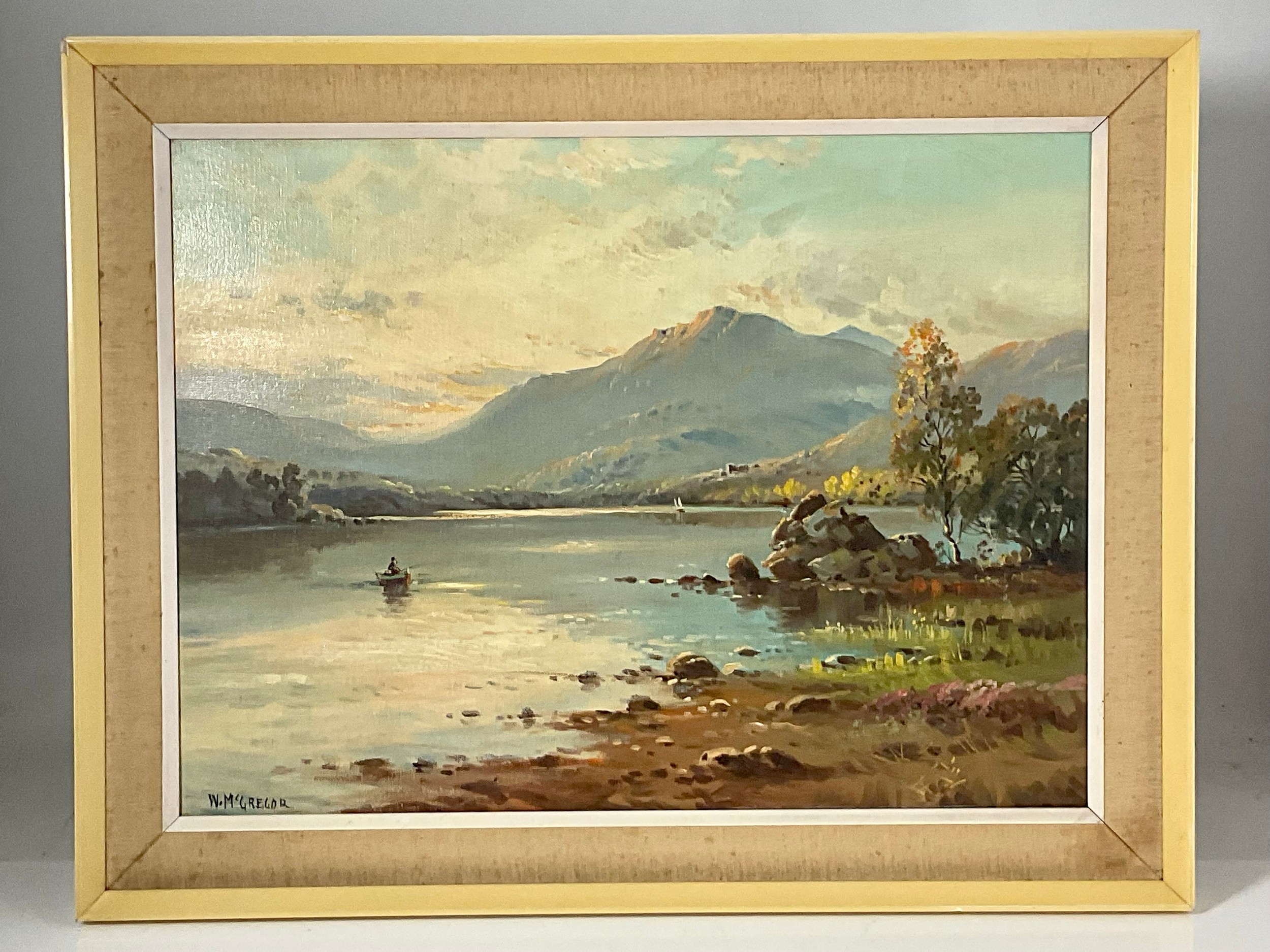 W. McGREGOR OIL ON CANVAS DEPICTING A SCOTTISH LOCH AND MOUNTAIN SCENE 