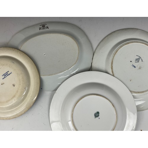 155 - BLUE AND WHITE TRANSFER DECORATED AND VARIOUS IRONSTONE PLATES