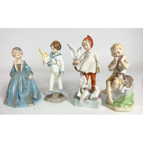 91 - ROYAL WORCESTER, FIGURES INC. JUNE, NOVEMBER, GRANDMOTHER’S DRESS, PARAKEET, TOGETHER WITH A HARRY S... 