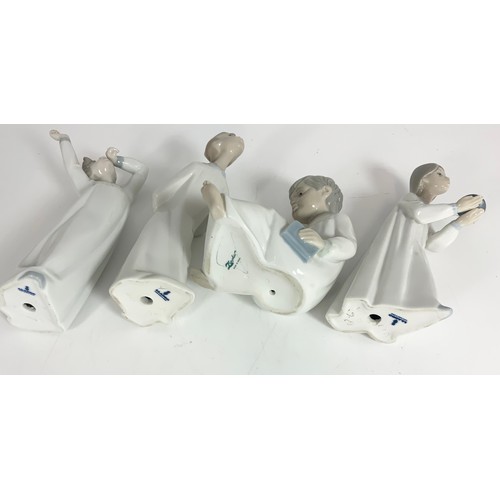 81 - 3 LLADRO  & 1 OTHER FIGURINES CHILDREN IN NIGHTDRESS TALLEST 22cm