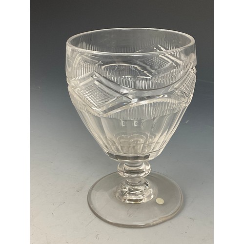 237 - LOVELY QUALITY LARGE 19TH CENTURY CUT GLASS RUMMER, APPROX. 16 cm