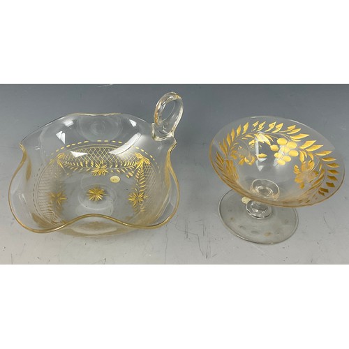 247 - 2 GLASS DISHES WITH GILT DECORATION