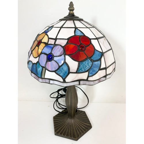 285 - DESK LAMP WITH GREEN SHADE & A MODERN TIFFANY STYLE LAMP