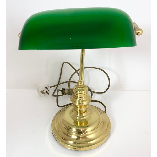 285 - DESK LAMP WITH GREEN SHADE & A MODERN TIFFANY STYLE LAMP