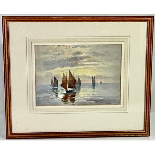 25 - PAIR OF WATER COLOURS DEPICTING COASTAL SCENES – NO APPARENT SIGNATURE AND ONE OTHER WITH SIGNATURE ... 