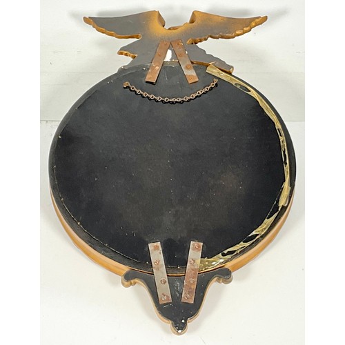 57 - CONVEX MIRROR WITH GILT WOOD SURROUND AND EAGLE SURMOUNT