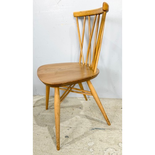 646 - SET OF FOUR ERCOL BLONDE STICK BACK DINING CHAIRS