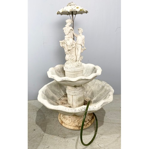 482 - GARDEN WATER FEATURE WITH  POND 110cm DIAMETER & PUMP