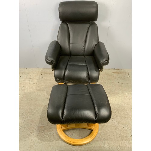 645 - STRESSLESS TYPE ARMCHAIR AND FOOTSTOOL