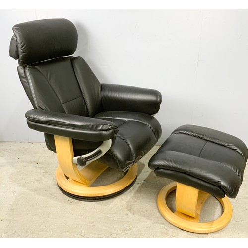 645 - STRESSLESS TYPE ARMCHAIR AND FOOTSTOOL