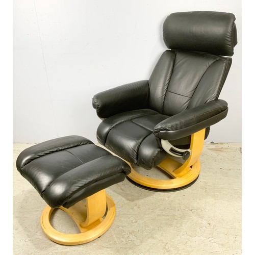 645 - STRESSLESS TYPE ARMCHAIR AND FOOTSTOOL