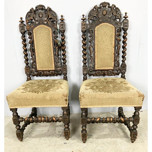 649 - PAIR OF HALL CHAIRS WITH TURNED SUPPORTS