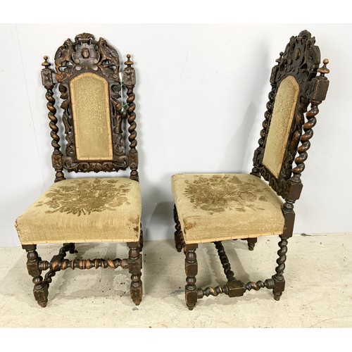 649 - PAIR OF HALL CHAIRS WITH TURNED SUPPORTS