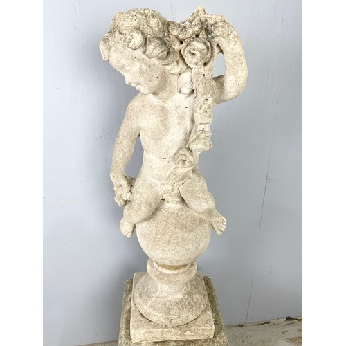 480 - COMPOSITE FIGURE OF A CHERUB ON PEDESTAL