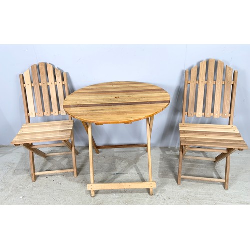 483 - MODERN GARDEN TABLE & 2 FOLDING CHAIRS