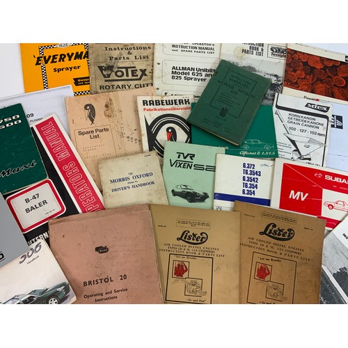 3 - MOTORING & AGRICULTURAL MANUALS & BROCHURES : BRISTOL 20, MORRIS FIFTEEN SIX, LISTER DIESELS, INTERN... 