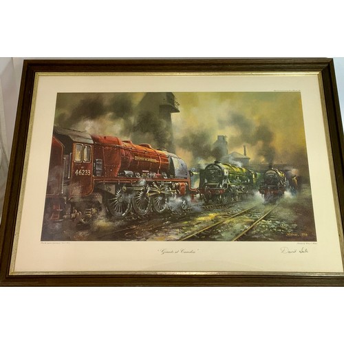 227 - RAILWAY INTEREST FRAMED PRINT, GIANTS AT CAMDEN, DAVID WESTON, SIGNED BY ARTIST, APPROX 92 X 69 CM