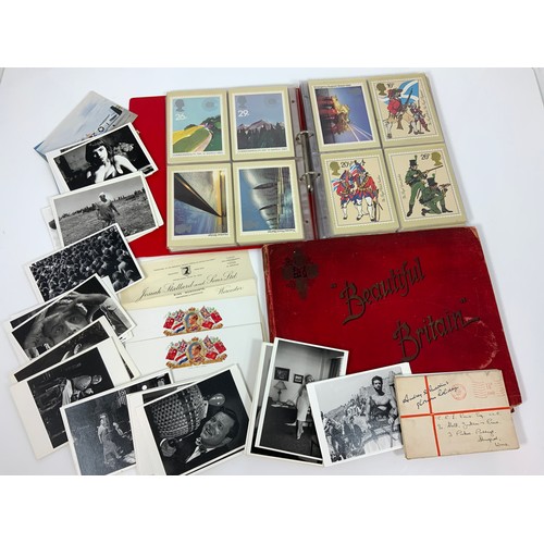 483 - STAMP INTEREST, A FOLDER OF PHQ CARDS, SUNDRY CIGARETTE CARDS & SUNDRY POSTCARDS, & BOOK BEAUTIFUL B... 