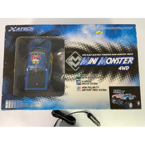 180 - A BOXED A TECH 1:20 SCALE MINI MONSTER 4WD SET, MMAV001B TRUCK IN BLUE