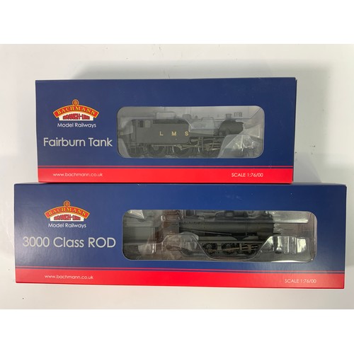 486 - BACHMANN, 2 BOXED LOCOMOTIVES, 31-128 ROD BR BLACK 21 DCC & 32-880 FAIRBURN TANK LMS BLACK WEATHERED... 