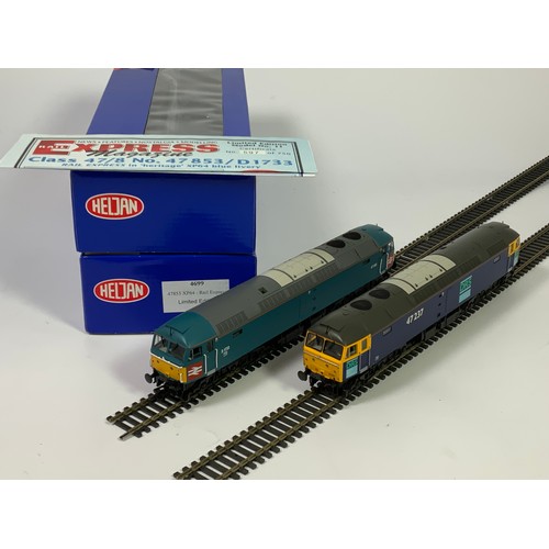 484 - HELJAN, TWO BOXED CLASS 47 DIESEL LOCOMOTIVES, BOTH LIMITED EDITIONS, 47853 IN XP 64 LIVERY & 47237 ... 