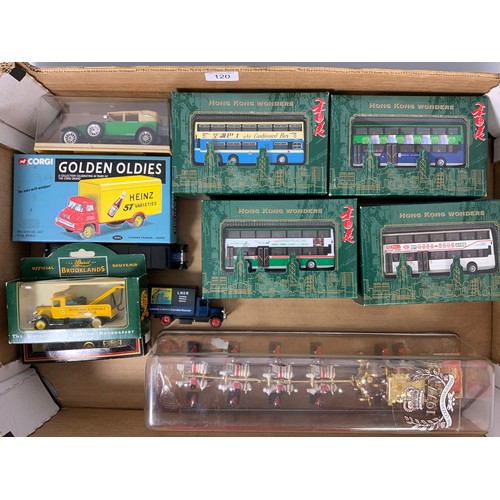 120 - PEAK HORSE MODELS, 4 BOXED HONG KONG BUSES, CMB AIR CON VIOLET, EVERGREEN, KMB, & ANOTHER, PLASTIC B... 