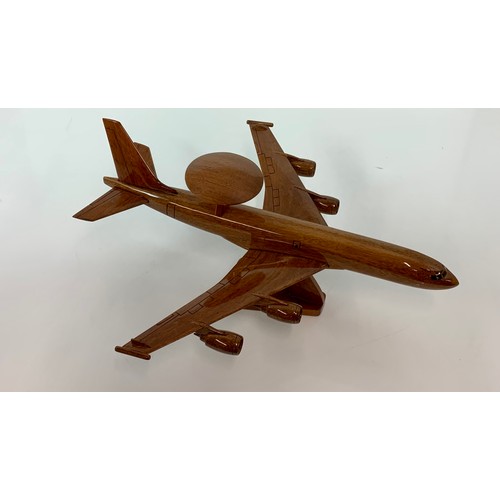 192 - LARGE SCALE POLISHED WOODEN AIRCRAFT MODELS, AWACS, CONCORDE, TRS2, & WESTLAND MERLIN HELICOPTER