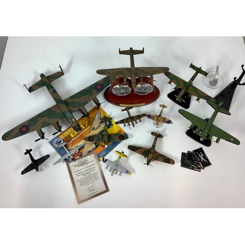 197 - CORGI LARGE SCALE AVRO LANCASTER U/B ON DISPLAY STAND, PA474 CITY OF LINCOLN, CORGI HURRICANE, HALIF... 